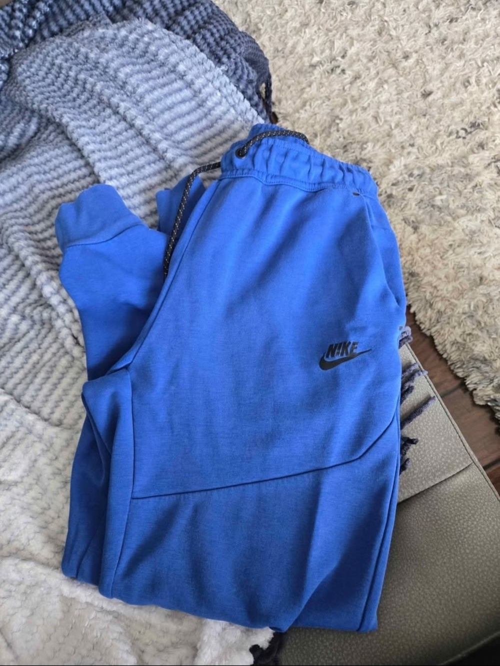 Nike Tech Men's Blue Fleece Jogger Bottoms